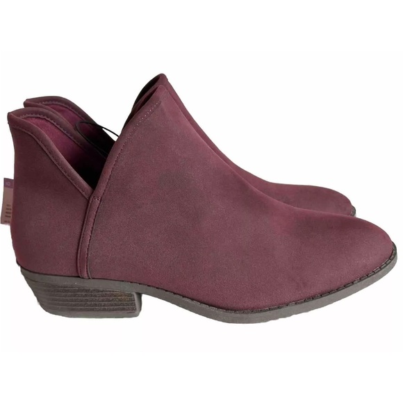 Serra Women Size 10 Side Cut Maroon Ankle Booties SlipOn Stacked Wedge Heel Shoe - Picture 2 of 16